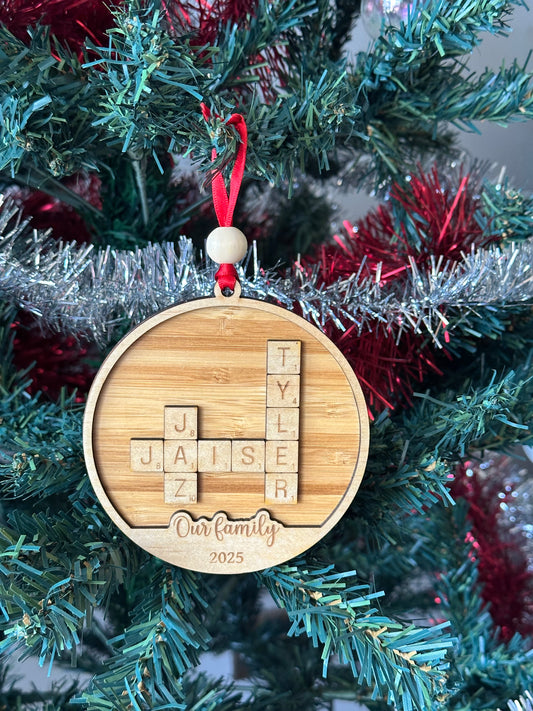Family Scrabble Ornament