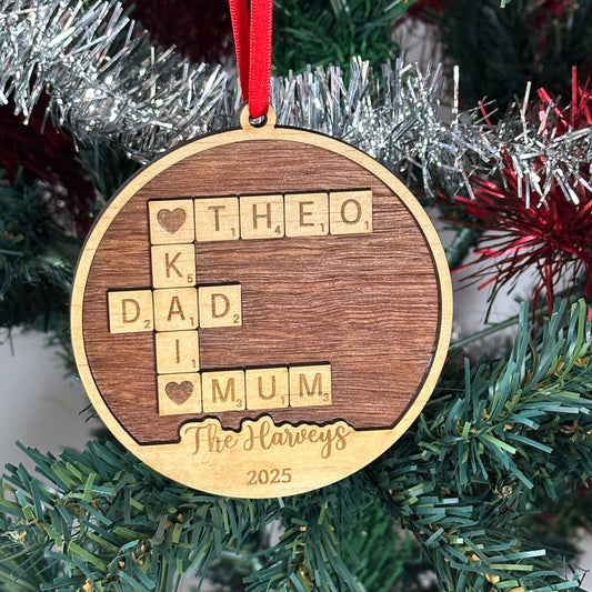 Family Scrabble Ornament
